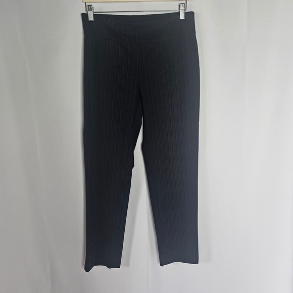 Premise Studio Black Pinstripe Career Work Dress Pants Stretch Medium Slit Hem - Picture 1 of 11